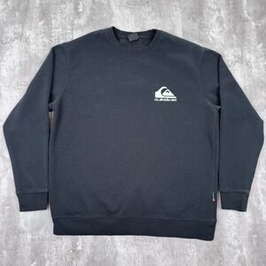 Quiksilver Sweatshirt Mens Large Black Long Sleeve Surfwear Skate Pullover Y2K